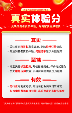 真实评分扶优去劣：淘宝推出真实体验分，商家信用评价体系重大更新(1)1316